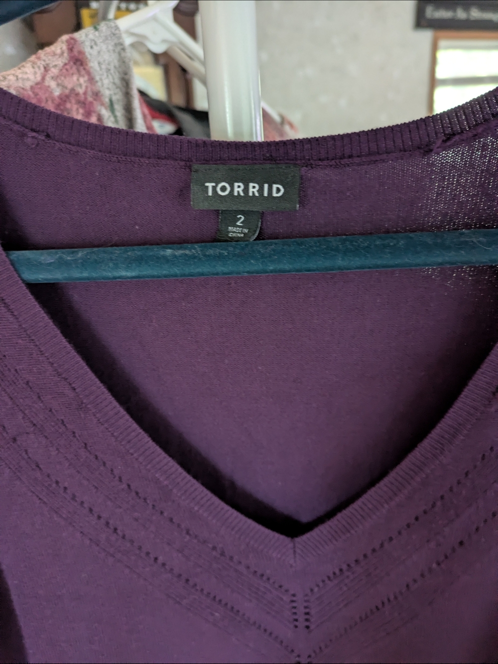 torrid V‑Neck Short Sleeve Top in Plum
